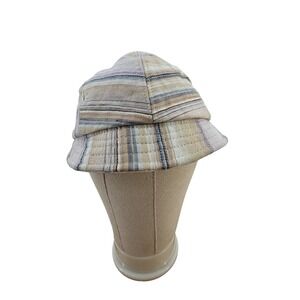 NEW Kangol Check Deeto Striped Flat Cap Beige Blue Lavender Linen Blend Medium
